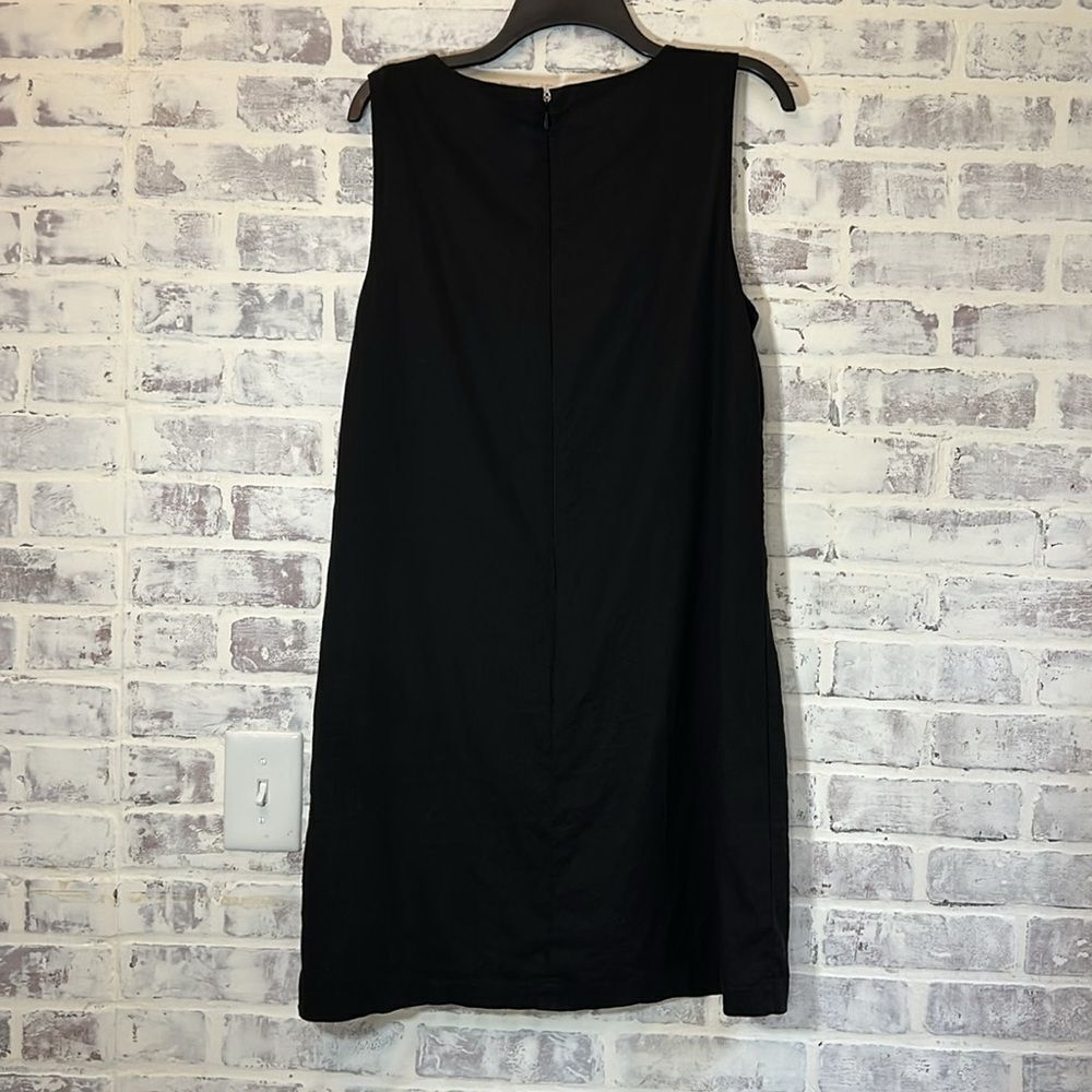 Nina Leonard Floral Cut Out Sleeveless Black Linen Blend Shift Dress Size 8 - Picture 4 of 7